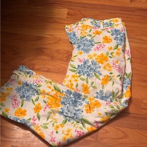 limited edition cropped pants. with colorful flowers